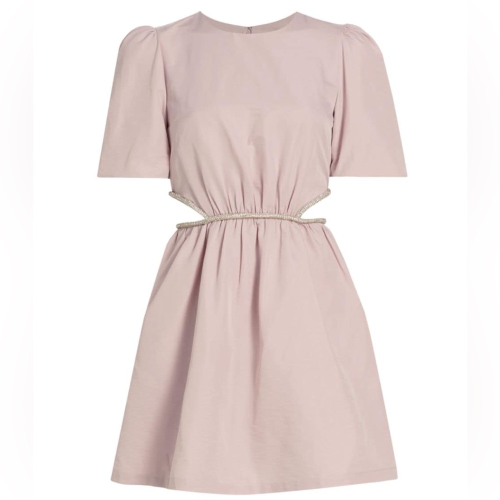 Pink Sheath Mini Dress with Puff Sleeves